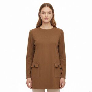 Ann Taylor Womens Taupe Long Sleeve Top Mock Neck Casual Sz XXL